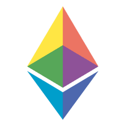 The Ethereum mark, its eight faces in eight colours